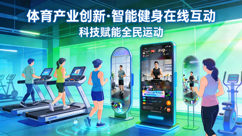 体育产业创新场景：市民使用智能健身设备，参与在线互动健身课程
