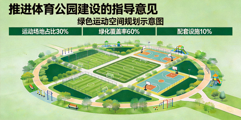 关于推进体育公园建设的指导意见示意图，展现绿色运动空间