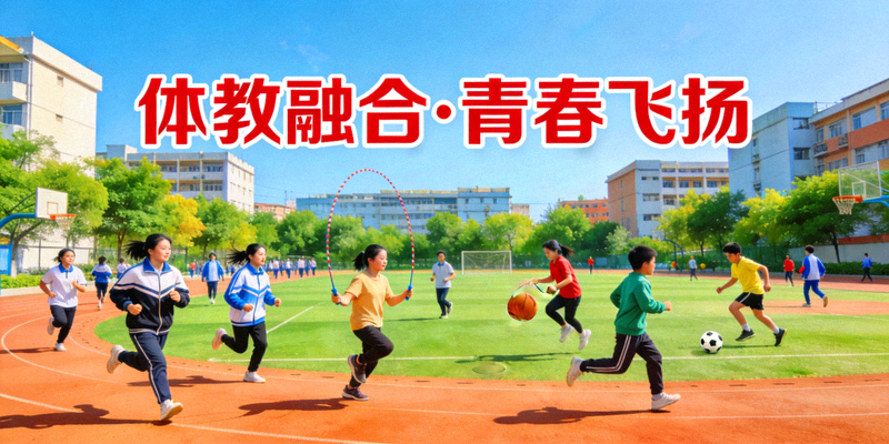 体教融合政策推动青少年体育活动场景，学生在操场运动