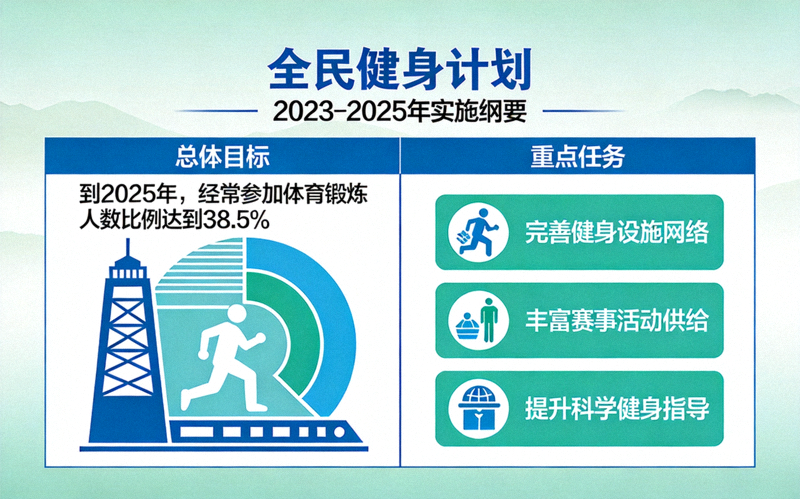 《全民健身计划》政策文件封面及核心内容示意图