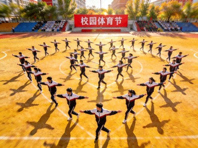 校园体育节开幕式上，学生们进行团体操表演