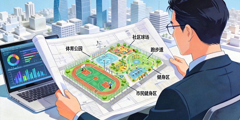 城市规划师正在研究将体育设施融入城市公共空间的蓝图