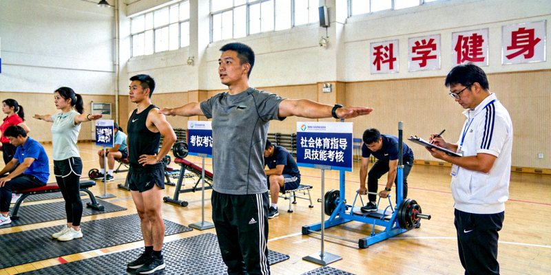 社会体育指导员培训班学员正在进行技能考核